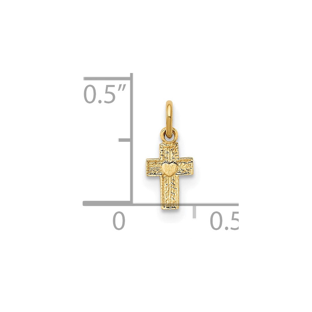 14k Yellow Gold 4.9 mm Polished Solid Tiny Heart Cross Pendant (0.12 grams)