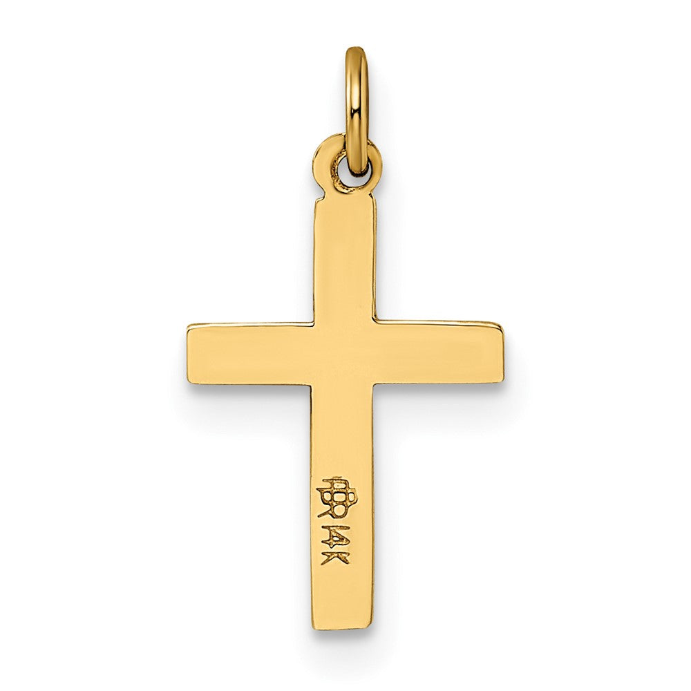 14k Yellow Gold 9.6 mm Polished and Textured Solid Cross Pendant (0.26 grams)