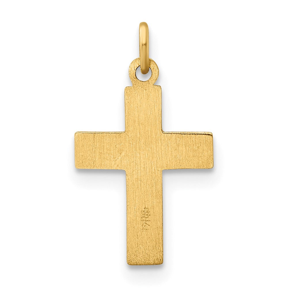 14k Yellow Gold 10.2 mm Polished and Textured Solid Star Cross Pendant
