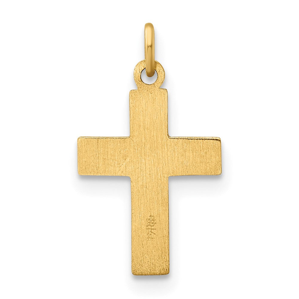 14k Yellow Gold 10.2 mm Polished and Textured Solid Star Cross Pendant (0.26 grams)