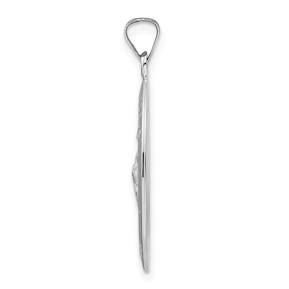 14k White Gold 16.3 mm Polished St Jude Oval Solid Medal Pendant (2.75 grams)