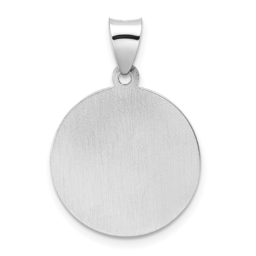 14k White Gold 19 mm Polished and Satin Hollow St Nicholas Medal Pendant (1.35 grams)
