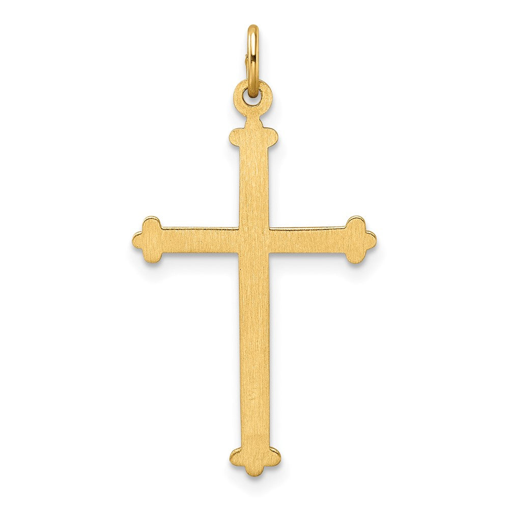 14k Yellow Gold 17.35 mm Polished and Textured Solid Diamond Shape Cross Pendant (0.64 grams)