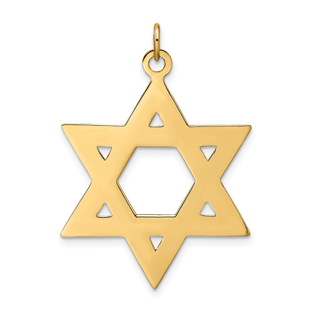 14k Yellow Gold 29.8 mm Polished and Textured Solid Star of David Pendant (2.61 grams)