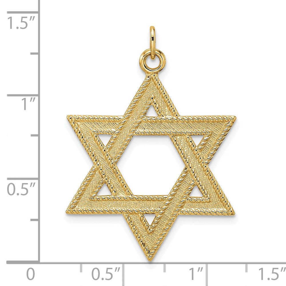 14k Yellow Gold 29.8 mm Polished and Textured Solid Star of David Pendant (2.61 grams)