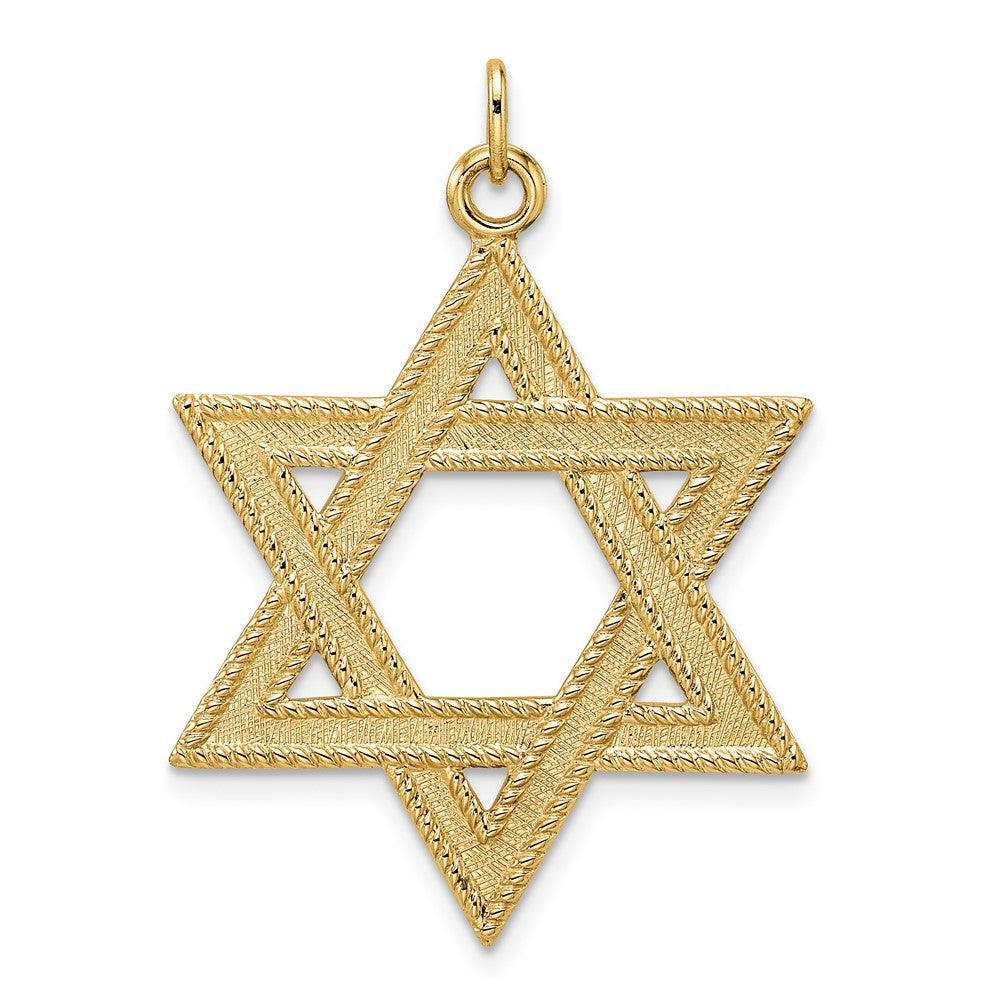 14k Yellow Gold 29.8 mm Polished and Textured Solid Star of David Pendant