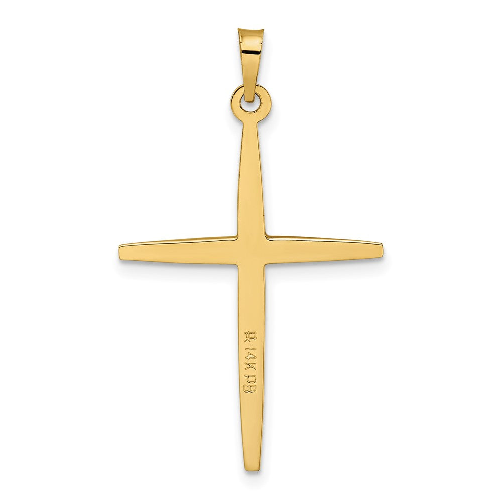 14k Two-tone 21.2 mm Polished Solid Diamond Shape Center Cross Pendant (1.88 grams)