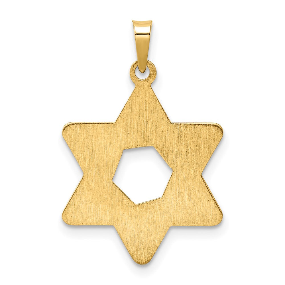 14k Yellow Gold 20.12 mm Polished and Textured Solid Star of David Pendant