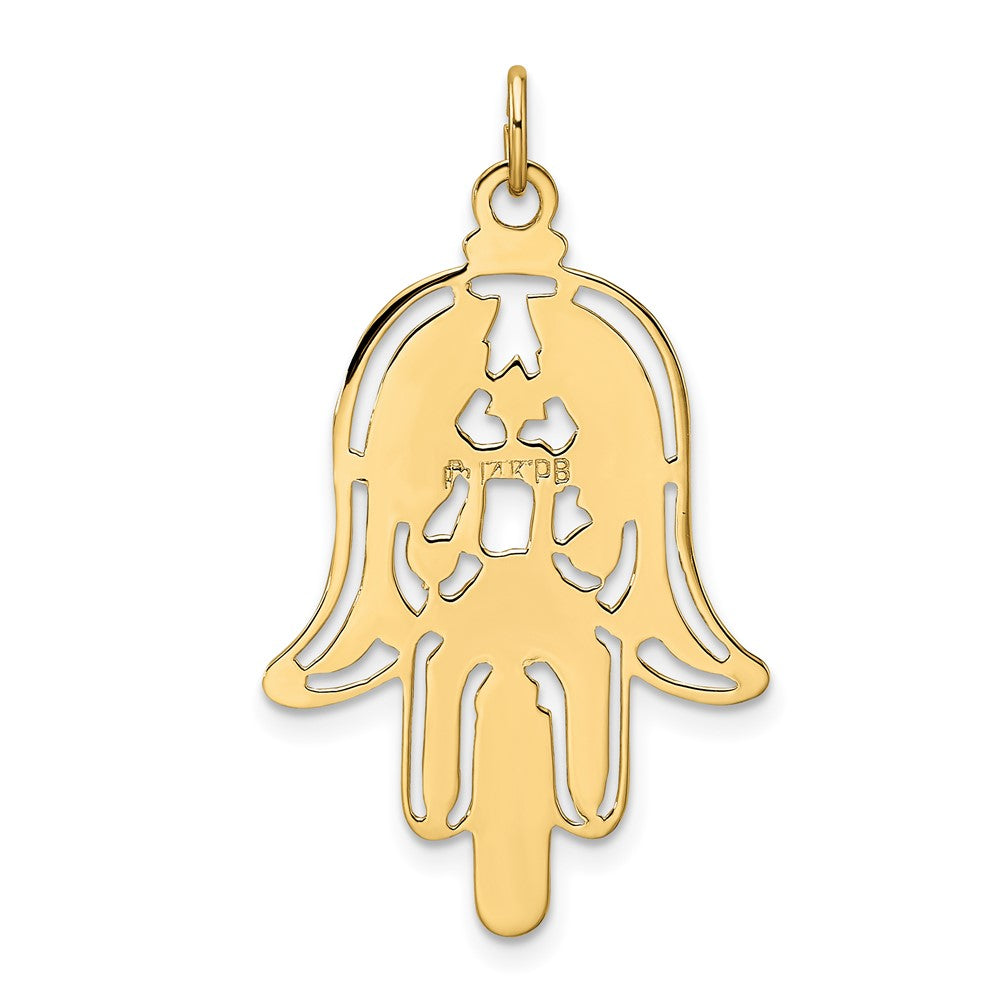 14k Yellow Gold 20.5 mm Polished & Textured Solid Hamsa Pendant (1.4 grams)