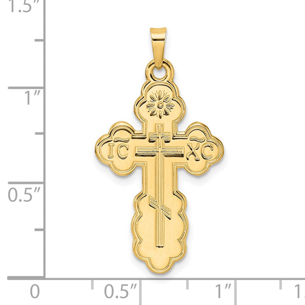 14k Yellow Gold 17.43 mm Polished Eastern Orthodox Solid Cross Pendant (1.96 grams)