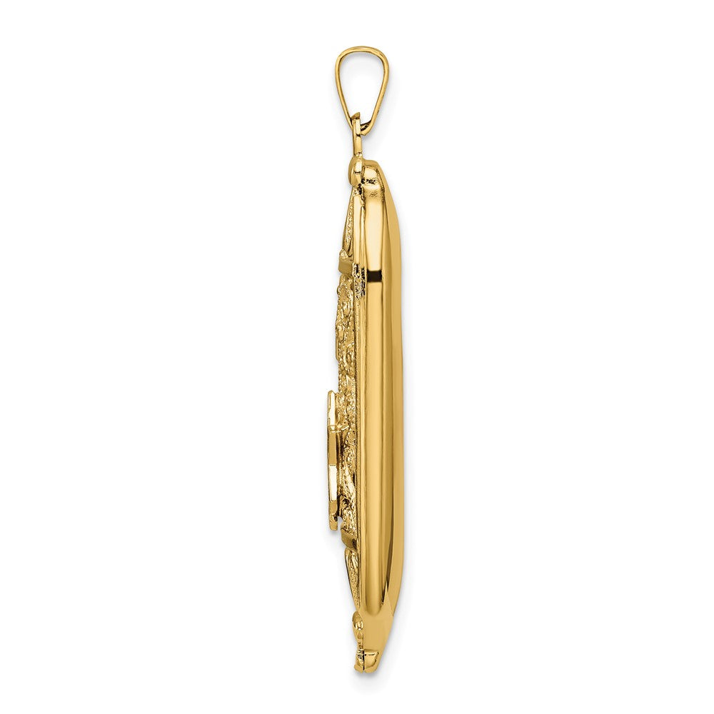 14k Yellow Gold 12.56 mm Polished Solid Mezuzah Enameled Star Pendant (3.35 grams)