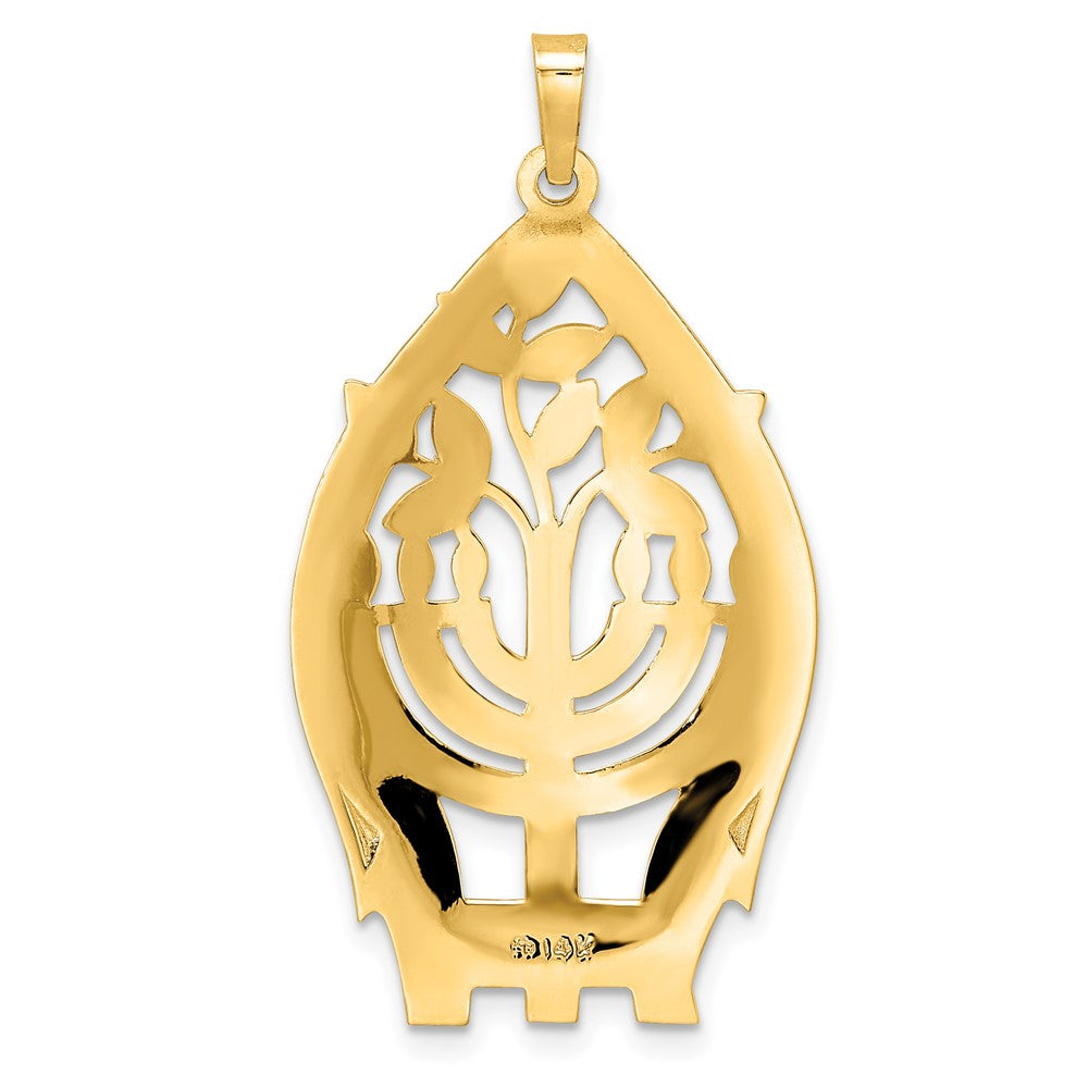 14k Yellow Gold 20.85 mm Polished Hollow Menorah Tree of Life Pendant (2.45 grams)