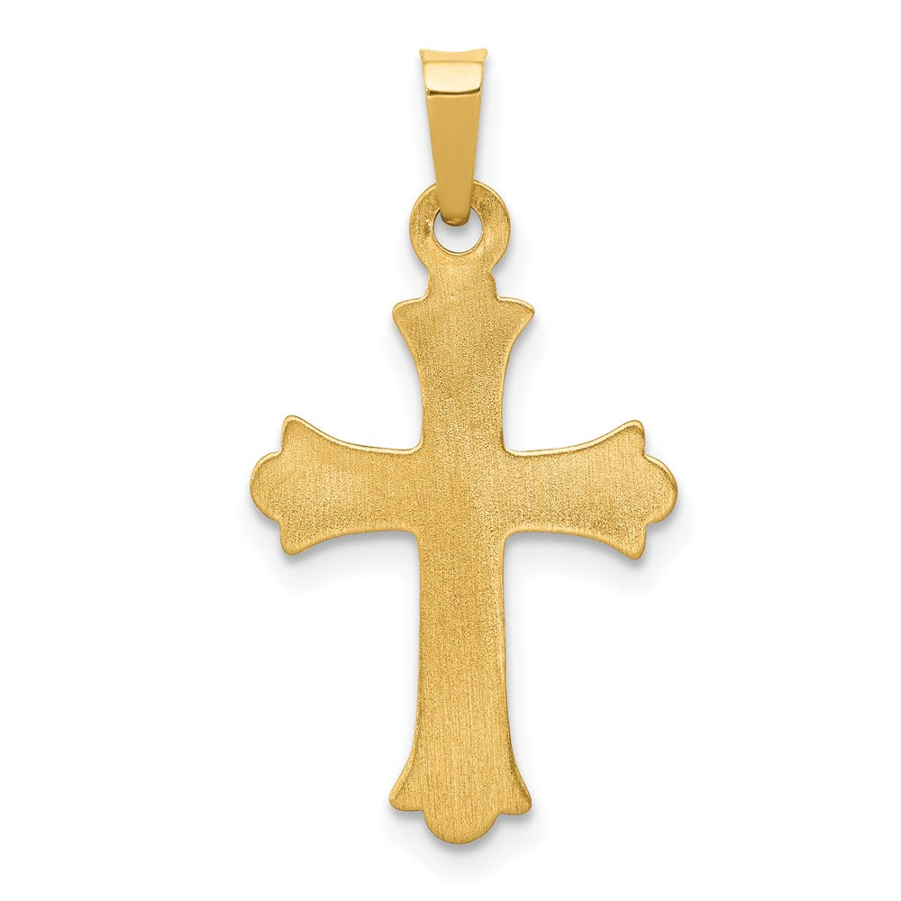 14k Yellow Gold 15 mm Hollow Fleur De Lis Cross Pendant (0.65 grams)