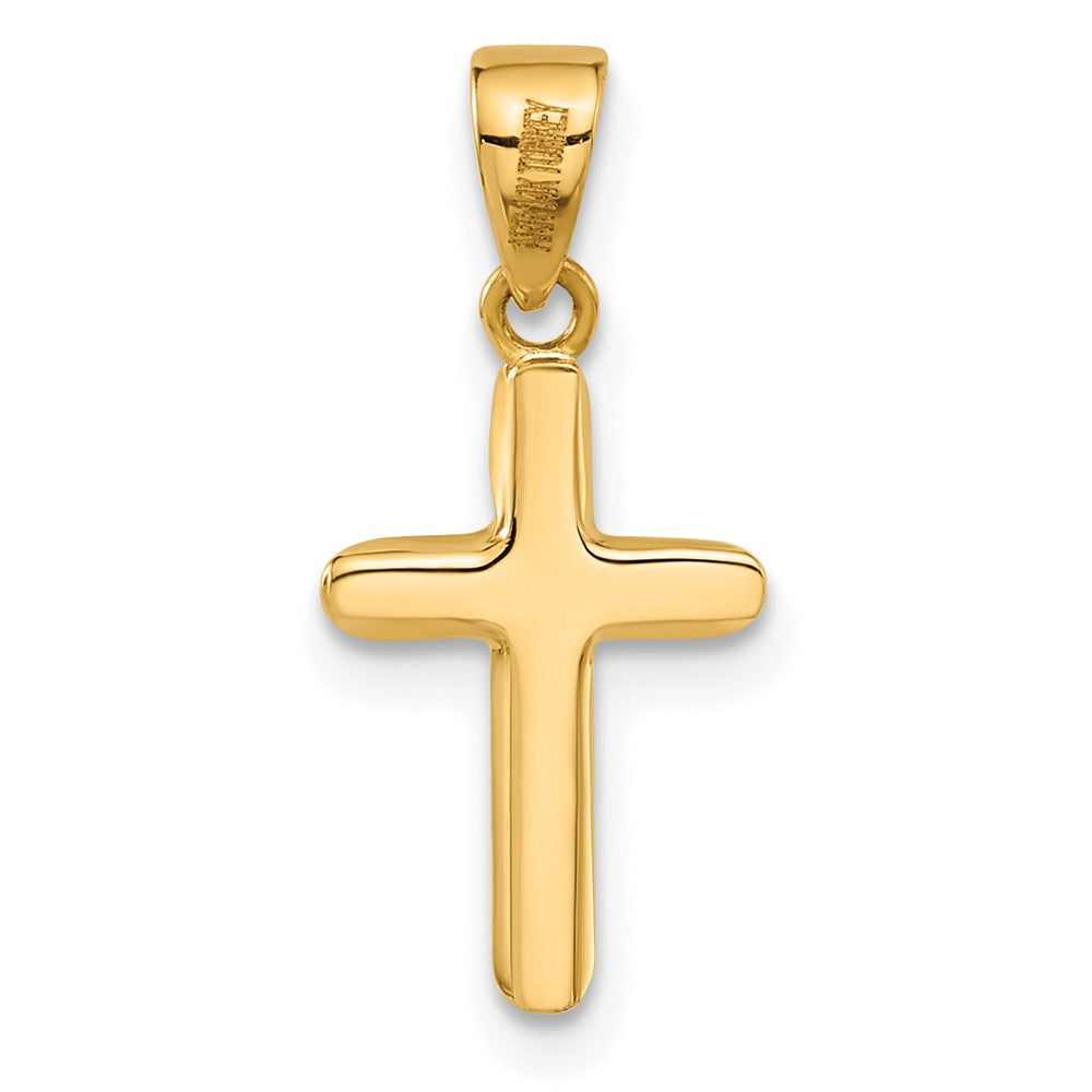 14k Two-tone 9.2 mm Two-tone Polished and Textured Crucifix Pendant (0.86 grams)