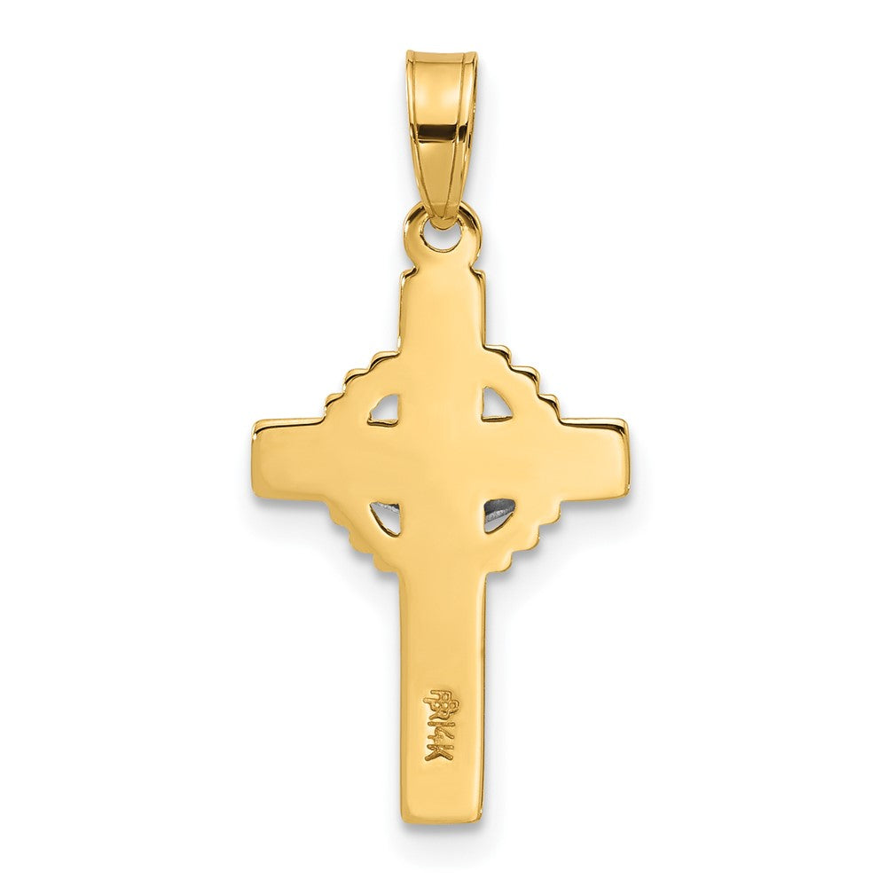 14k Two-tone 13 mm Two-Tone Hollow INRI Crucifix Pendent (1.14 grams)