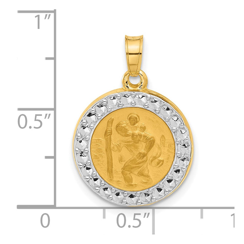 14k Yellow & Rhodium 16.2 mm  Hollow St. Christopher Medal (1.14 grams)