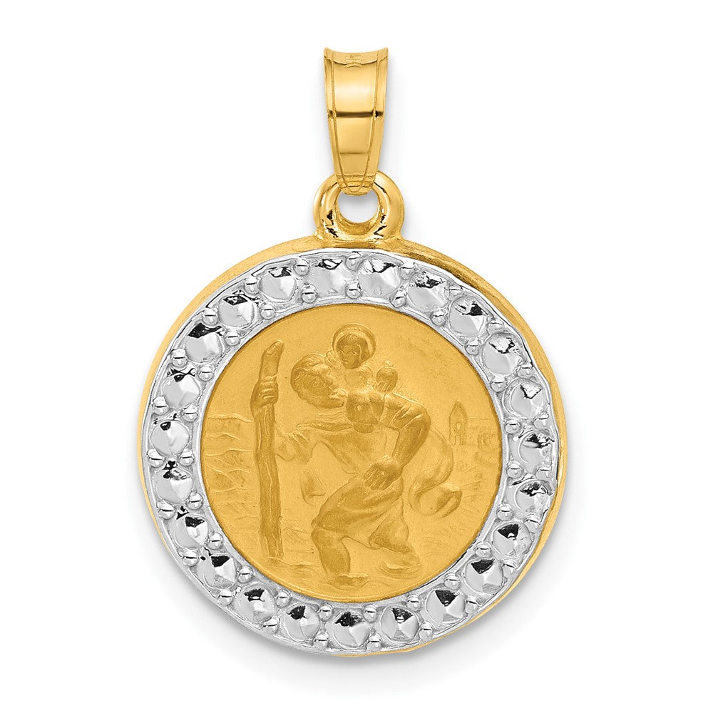 14k Yellow & Rhodium 16.2 mm  Hollow St. Christopher Medal (1.14 grams)