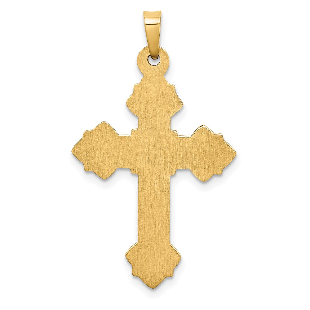 14k Yellow Gold 21 mm Budded Hollow Cross Pendant (1.13 grams)