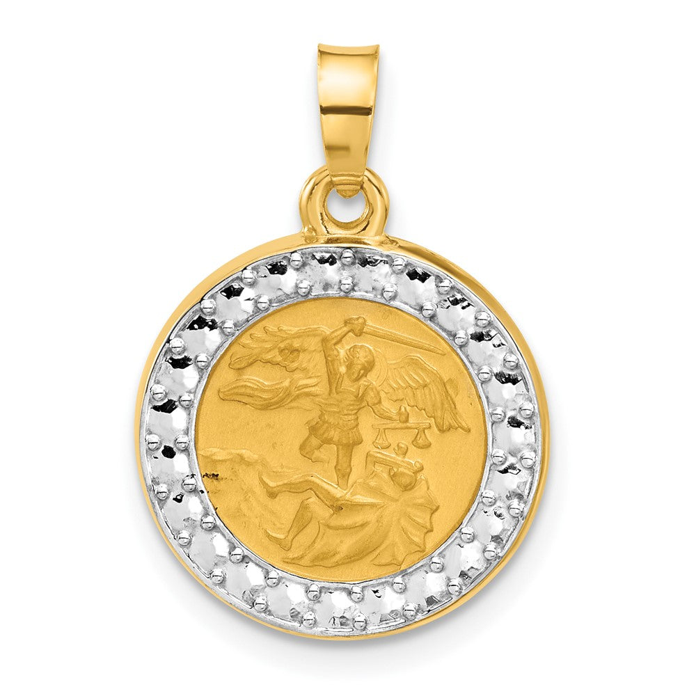 14k Yellow & Rhodium 16.4 mm  Hollow St. Michael Medal (1.05 grams)