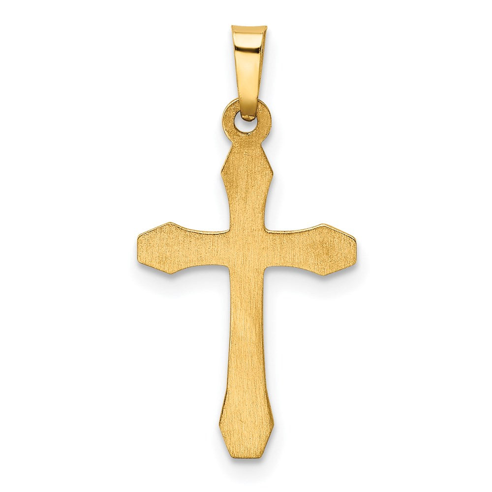 14k Yellow & Rhodium 14 mm  Hollow Cross Pendant (0.58 grams)