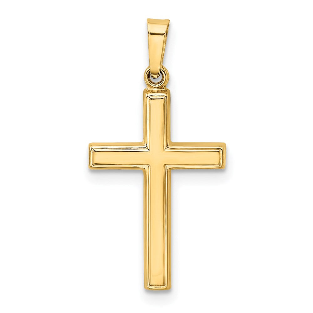 14k Yellow Gold 15 mm Diamond-cut Hollow Cross Pendant (0.65 grams)