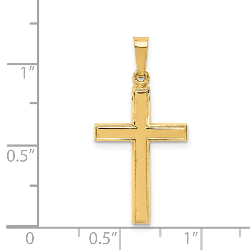 14k Yellow Gold 9 mm Hollow Cross Pendant (0.65 grams)