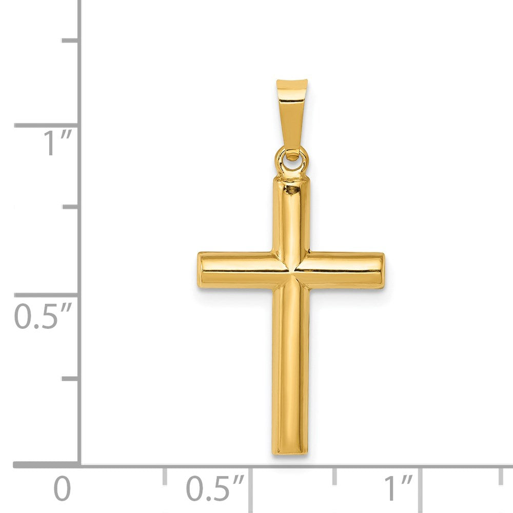 14k Yellow Gold 13 mm Hollow Cross Pendant (0.65 grams)