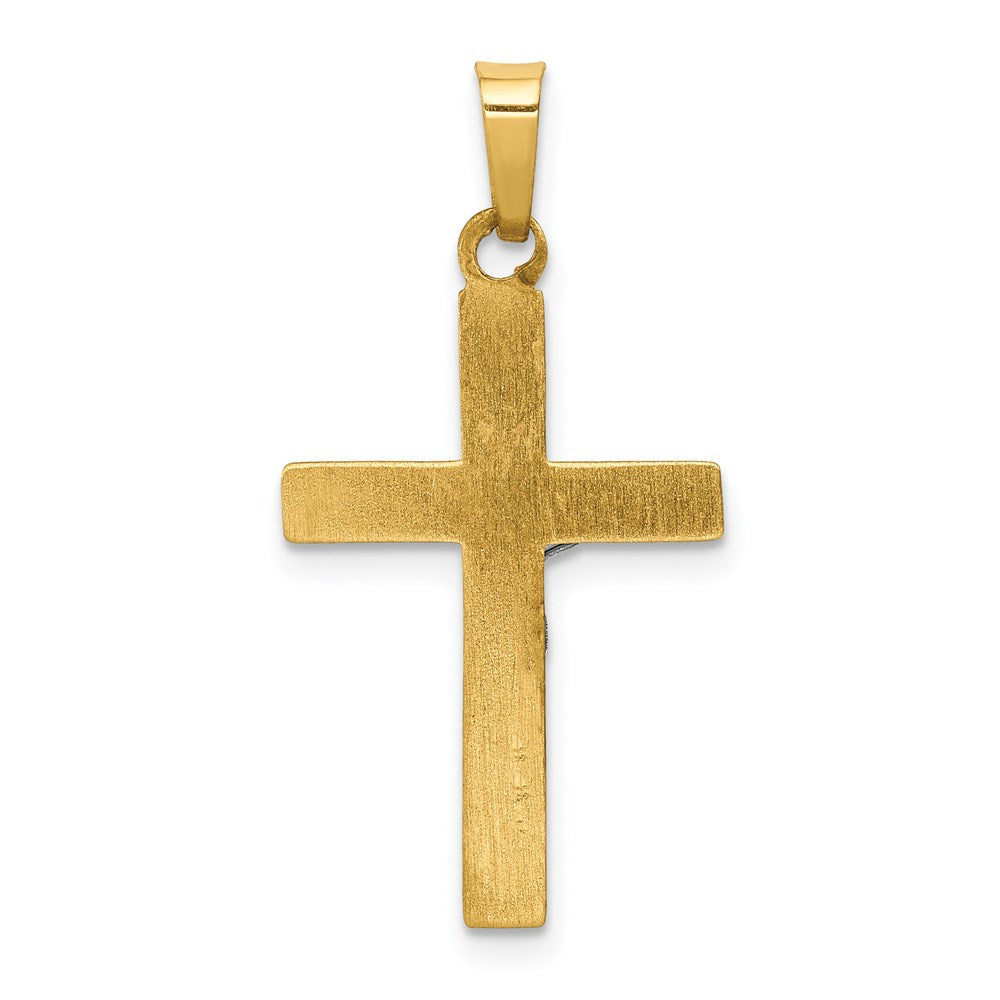 14k Two-tone 15 mm INRI Hollow Crucifix Pendant (0.65 grams)