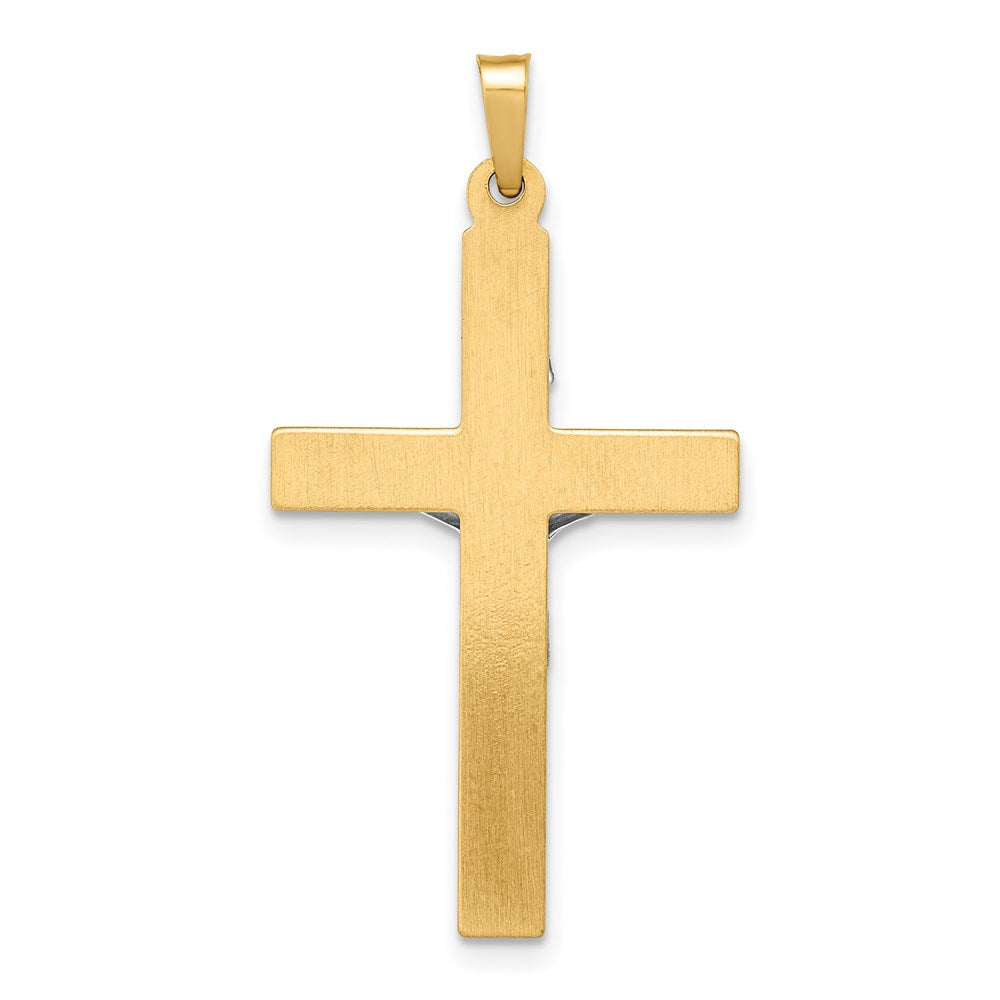 14k Two-tone 20 mm INRI Hollow Crucifix Pendant (1.11 grams)