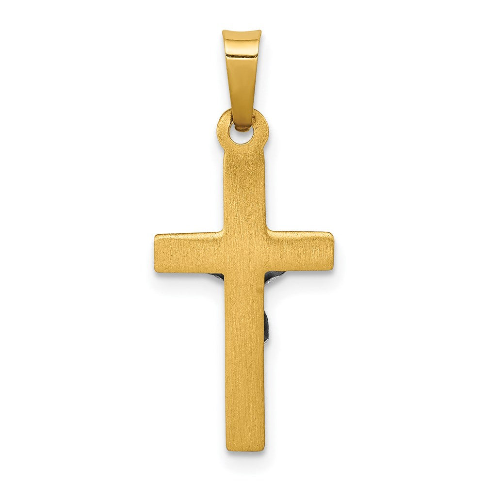 14k Two-tone 12 mm INRI Hollow Crucifix Pendant (0.55 grams)