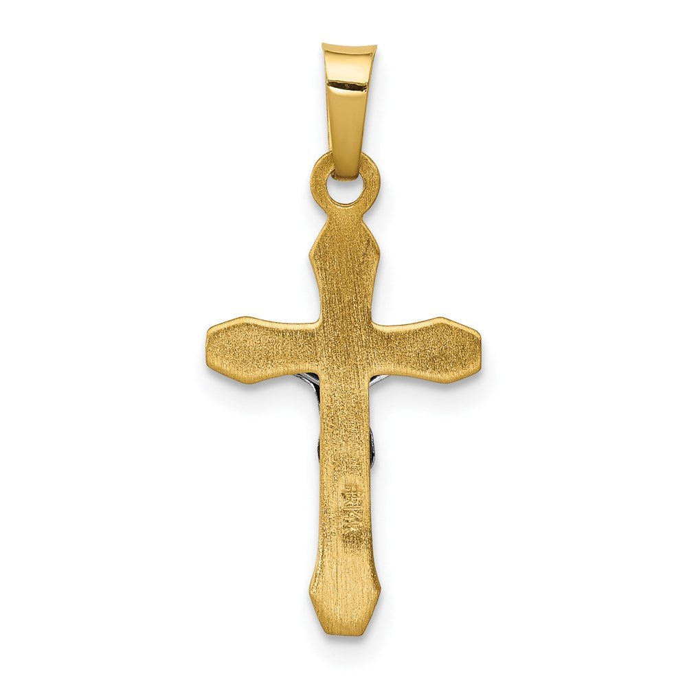 14k Two-tone 12 mm INRI Hollow Crucifix Pendant (0.55 grams)