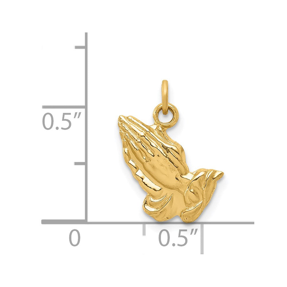 14k Yellow Gold 12 mm Praying Hands Charm (1.09 grams)