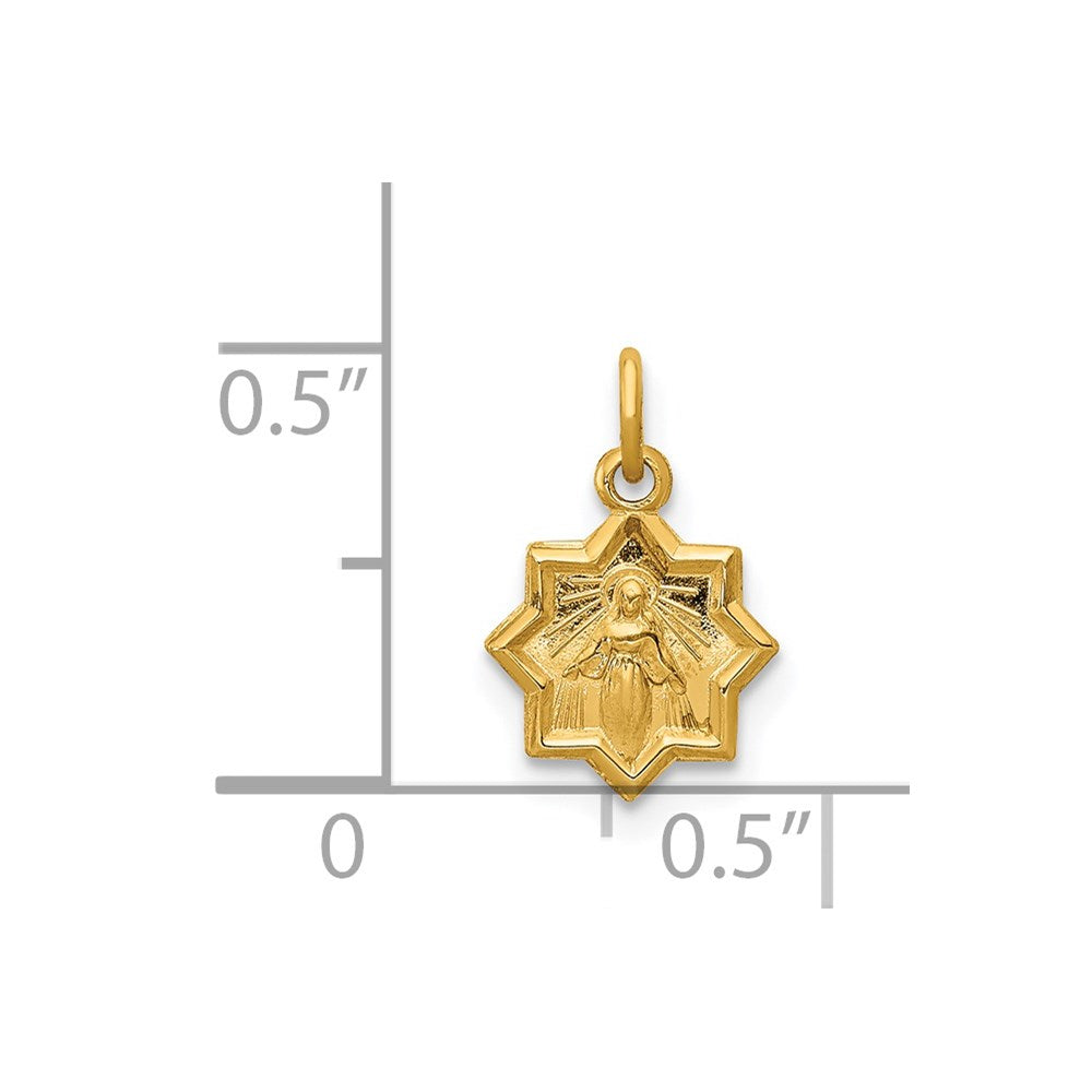 14k Yellow Gold 9 mm Blessed Mary Charm (0.32 grams)