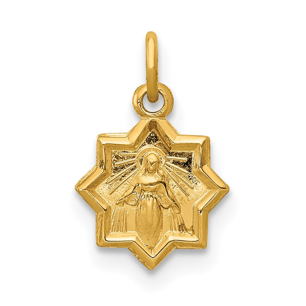 14k Yellow Gold 9 mm Blessed Mary Charm (0.32 grams)