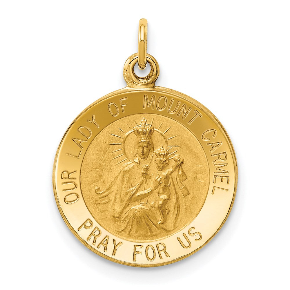 14k Yellow Gold 15 mm Our Lady of Mount Carmel Medal Charm (1.19 grams)