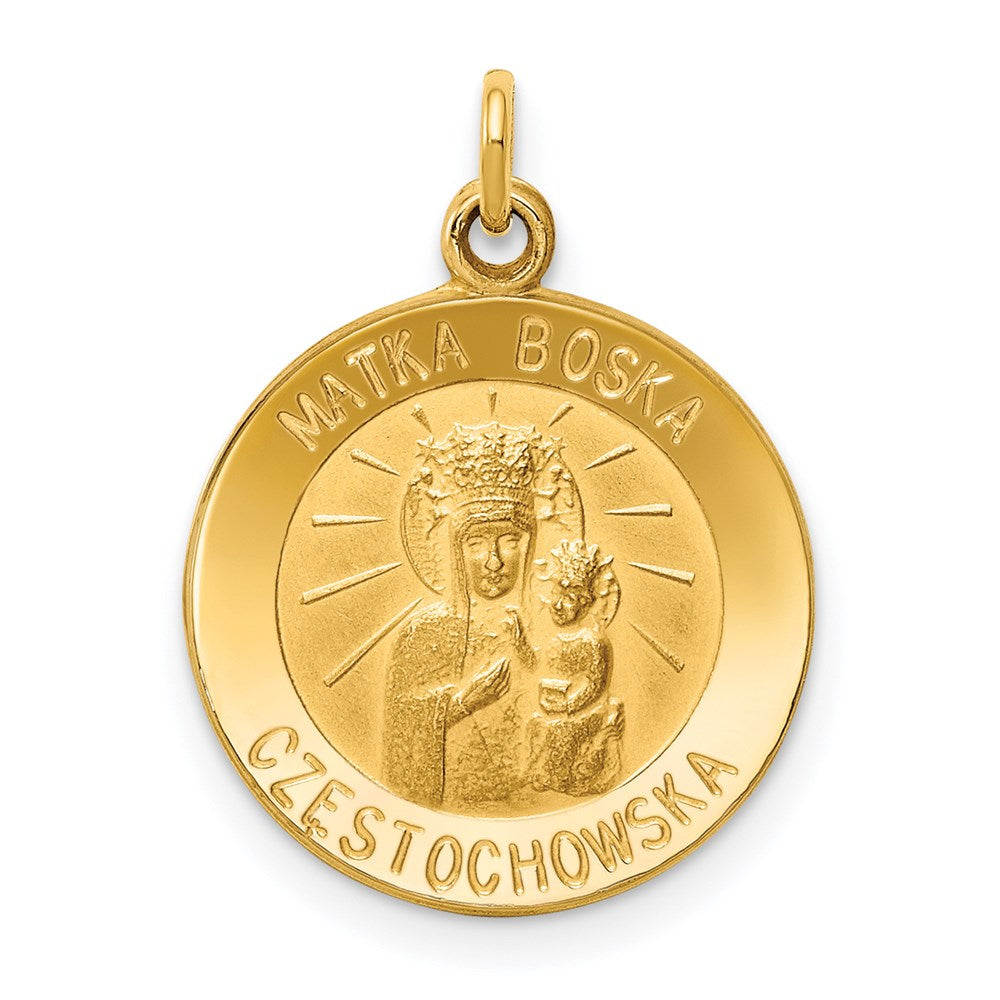 14k Yellow Gold 15 mm Matka Boska Medal Charm (1.5 grams)