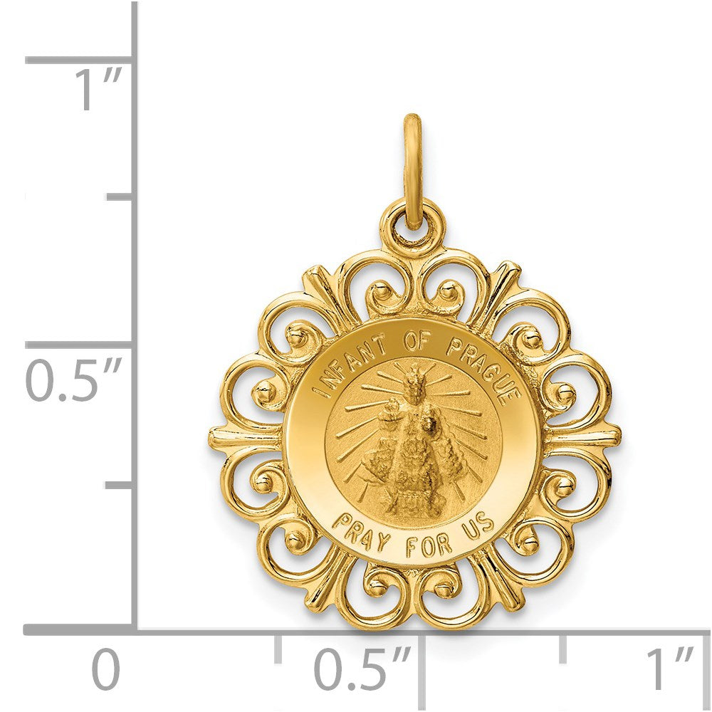 14k Yellow Gold 19 mm Infant of Prague Medal Charm (1.33 grams)