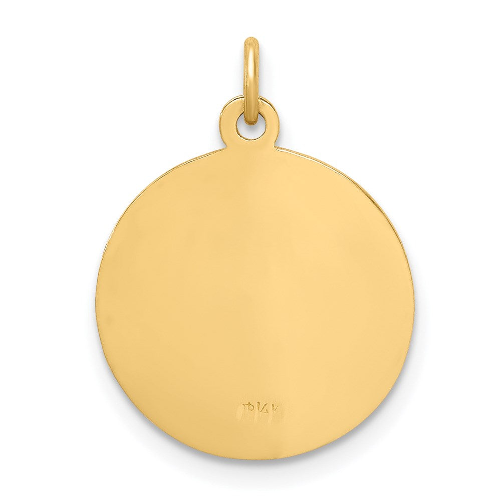 14k Yellow Gold 15 mm Confirmation Medal Charm (1.19 grams)