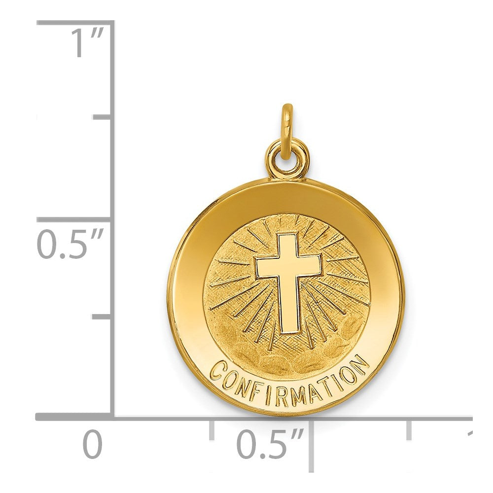 14k Yellow Gold 15 mm Confirmation Medal Charm (1.19 grams)