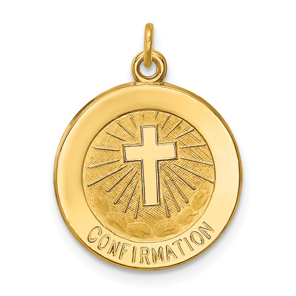 14k Yellow Gold 15 mm Confirmation Medal Charm (1.19 grams)