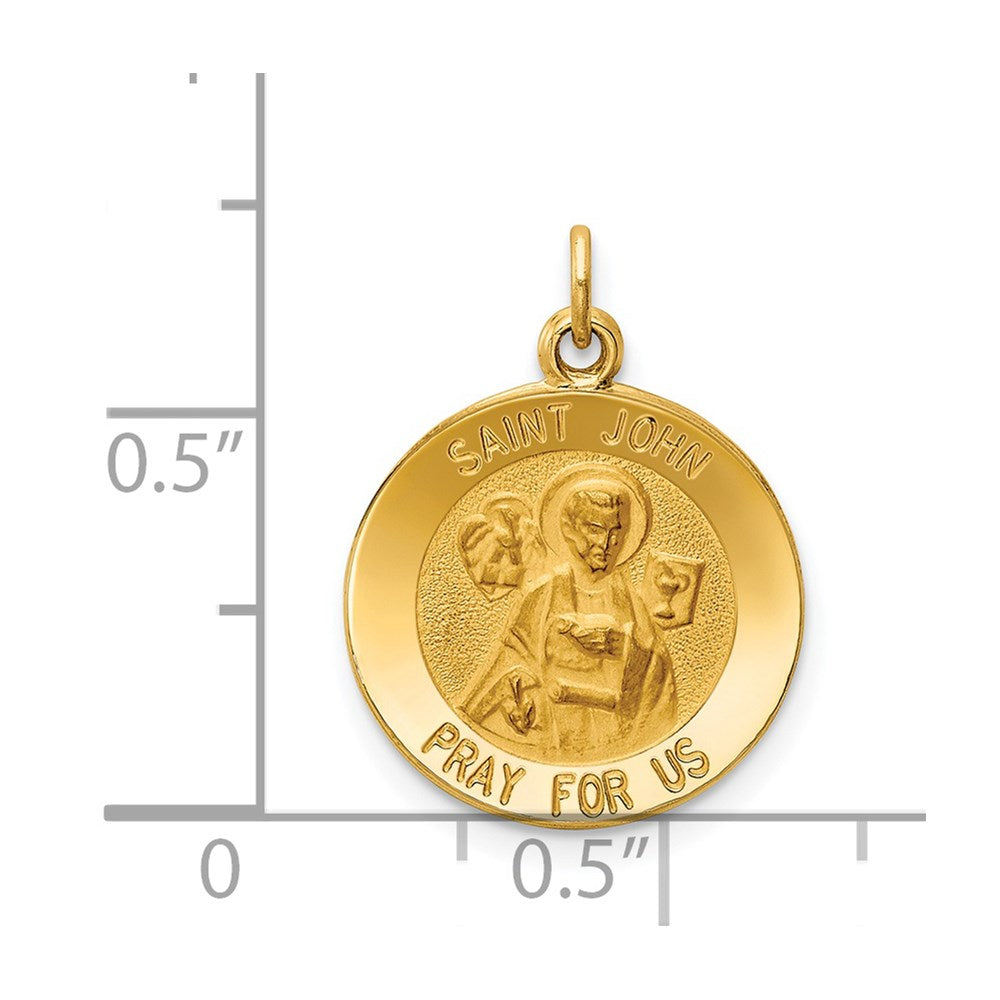 14k Yellow Gold 15 mm Saint John Medal Charm (1.19 grams)