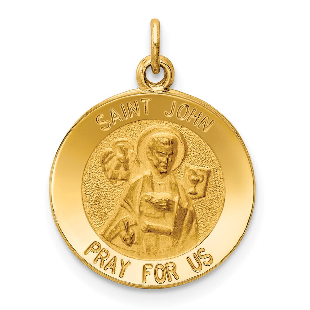 14k Yellow Gold 15 mm Saint John Medal Charm (1.19 grams)