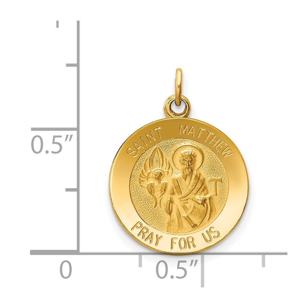 14k Yellow Gold 15 mm Saint Matthew Medal Charm (1.19 grams)