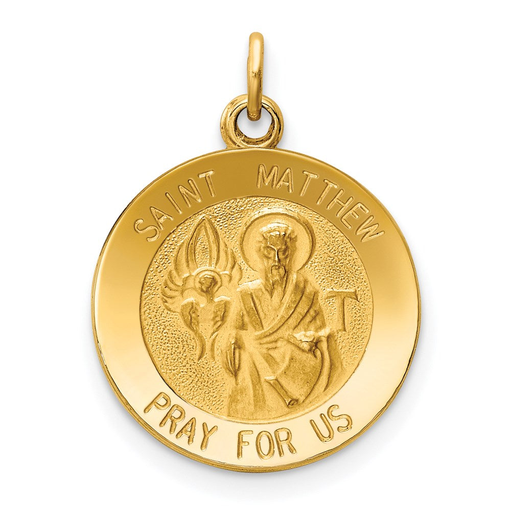 14k Yellow Gold 15 mm Saint Matthew Medal Charm (1.19 grams)