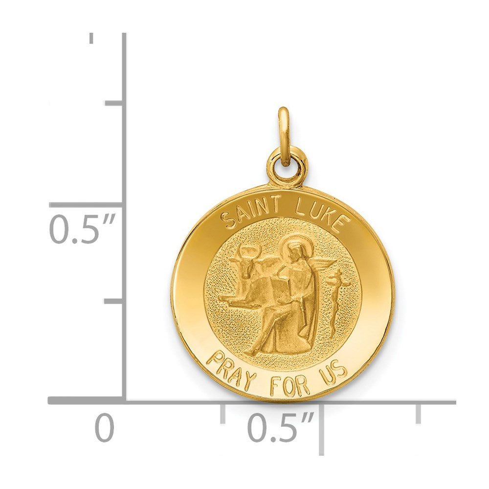 14k Yellow Gold 15 mm Saint Luke Medal Charm (1.19 grams)