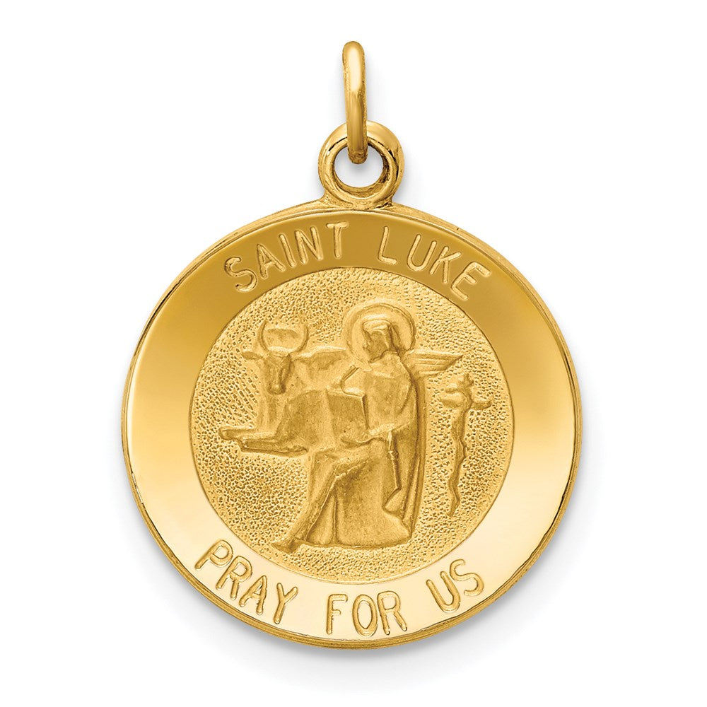 14k Yellow Gold 15 mm Saint Luke Medal Charm (1.19 grams)