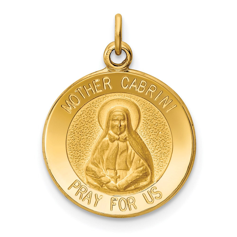 14k Yellow Gold 15 mm Mother Cabrini Medal Charm (1.19 grams)