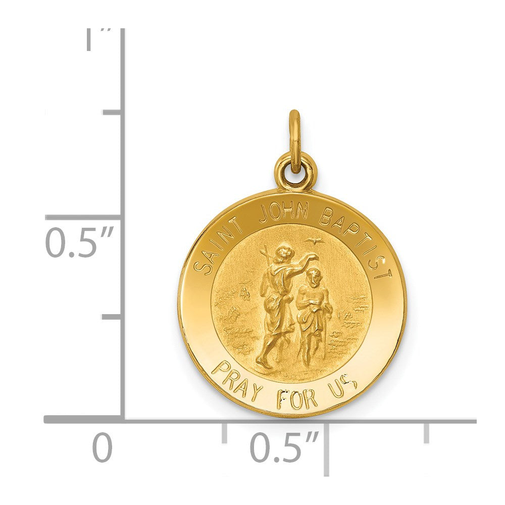 14k Yellow Gold 15 mm Saint John Baptist Medal Charm (1.19 grams)