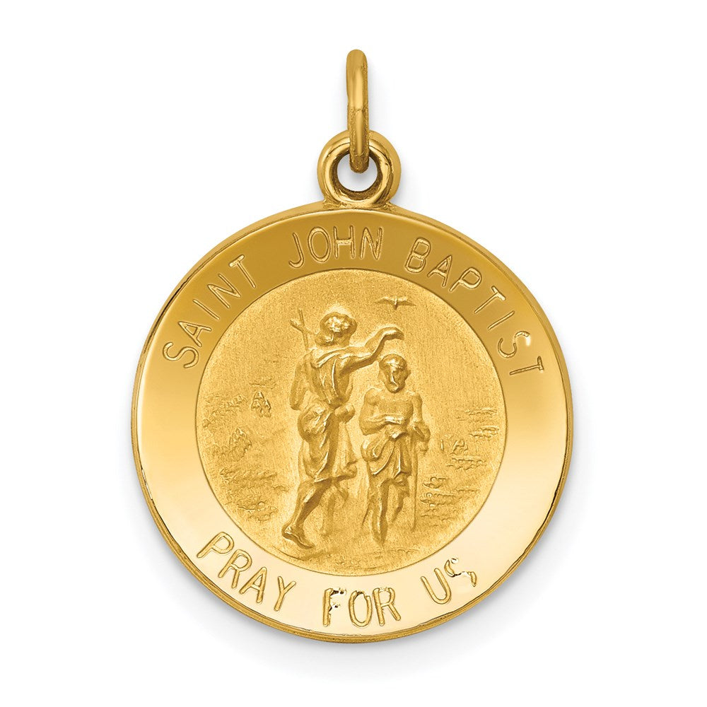 14k Yellow Gold 15 mm Saint John Baptist Medal Charm (1.19 grams)