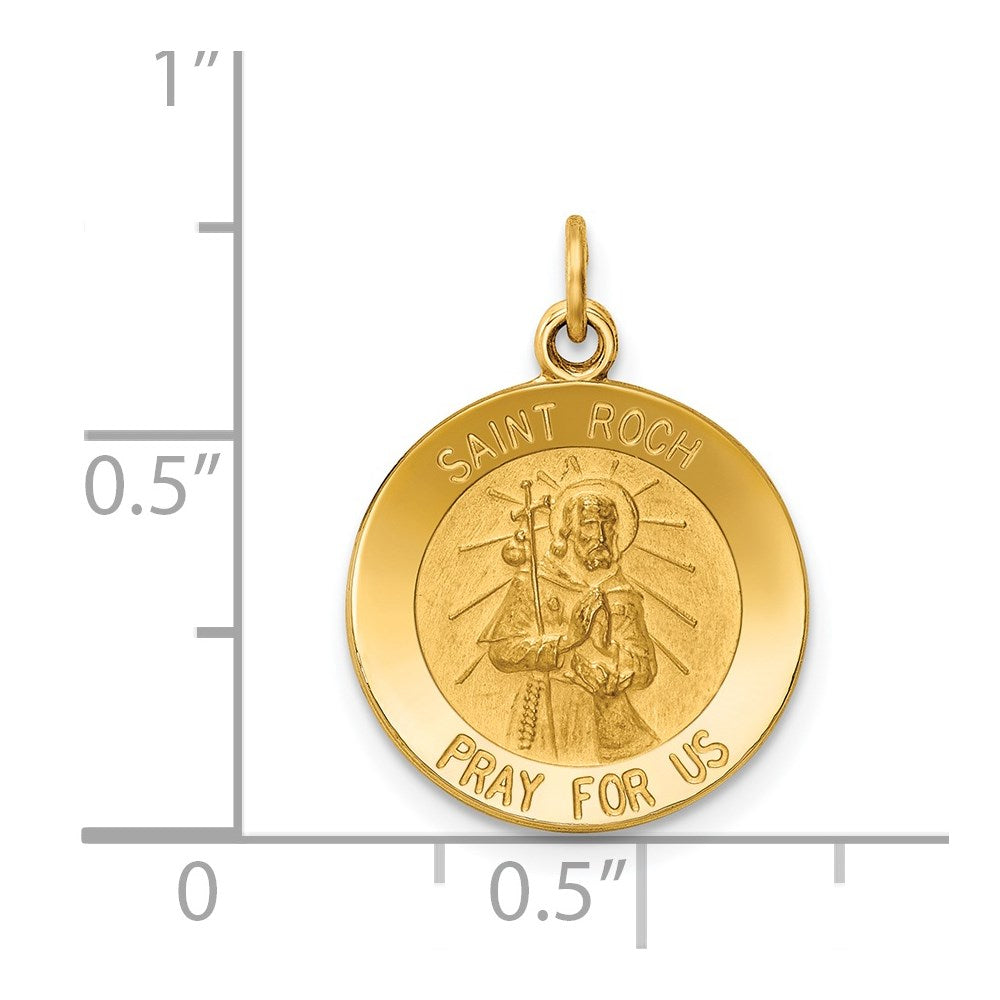 14k Yellow Gold 15 mm Saint Roch Medal Charm (1.19 grams)